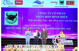Công ty Cổ phần phân bón Bình Điền nhận giải thưởng kép tại “Thương hiệu tiêu biểu châu Á - Thái Bình Dương 2022” 
